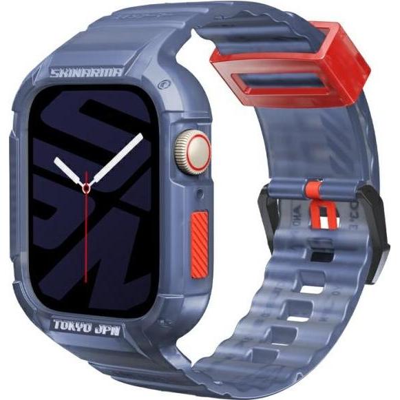 Skinarma Band+Case Saido 2in1 Apple Watch 45/44mm dark blue (44mm), Uhrenarmband, Blau