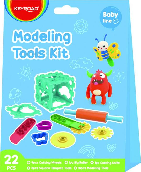 Produktbild Keyroad Modelliermasse-set für kinder, messer mit locher, schablonen, box
