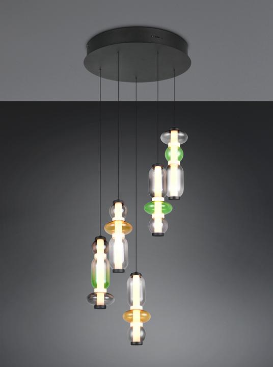 Immagine prodotto Trio 334330517 Minerva LED Pendelleuchte 5x8W ⌀42cm dimmbar Multicolor CCT einstellbare Lichtfarbe