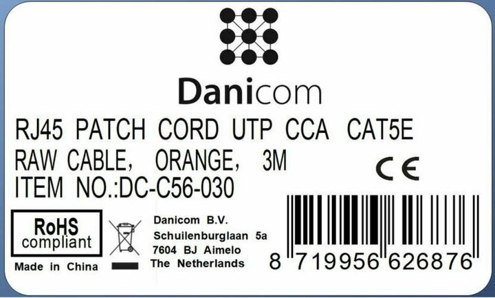 Produktbild Dsit CAT 5e Netzwerkkabel U/UTP (U/UTP, CAT5e, 3 m)