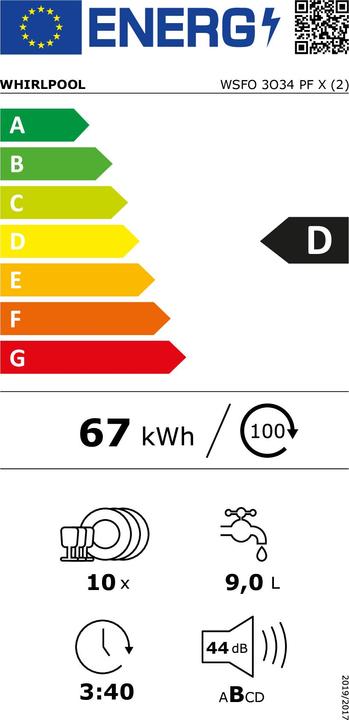 Energy Label Whirlpool WSBO 3O34 PF X