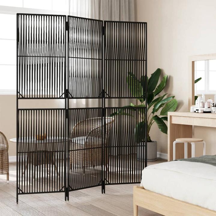 Immagine prodotto vidaXL Schermo 3 pezzi in poly rattan nero,Colore: Nero,Materiale