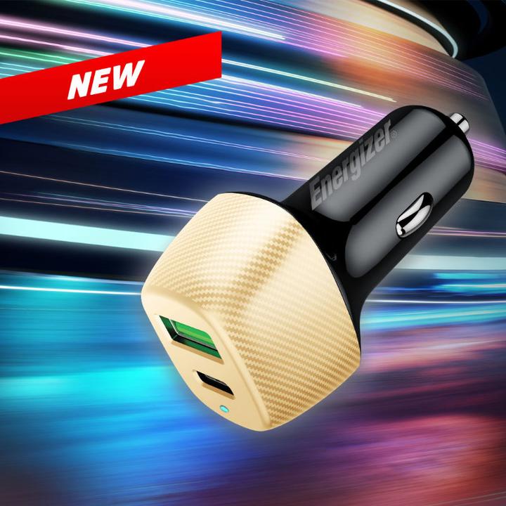 Immagine prodotto Energizer Caricabatterie da auto - Power Delivery e QC3 - 38W - 1 USB-C e 1 USB-A, oro