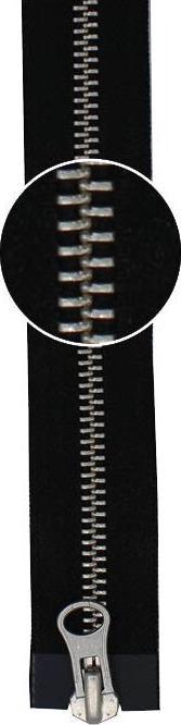 Immagine prodotto YKK Zip in metallo argento a 2 vie divisibile 5mm 45cm 580 nero (TB - Divisibile, 45 cm)