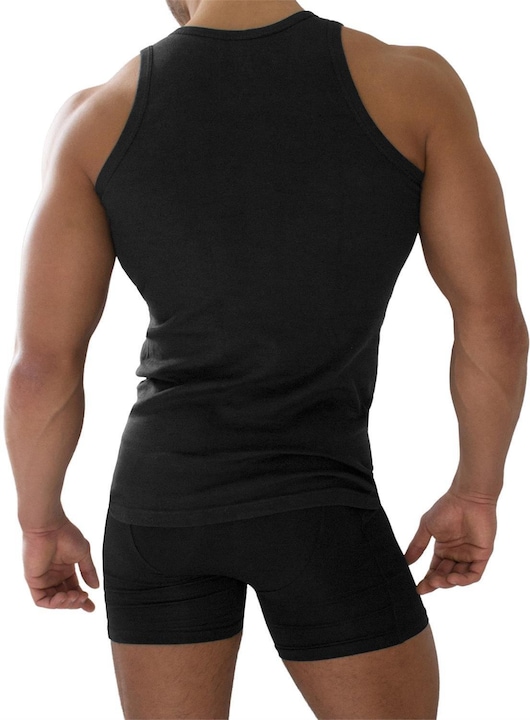 Produktbild Normani 4 Stück Herren-Unterhemd Feinripp Schwarz (4XL)
