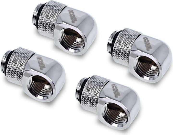 Produktbild Alphacool Eiszapfen L-Verbinder drehbar G1/4 AG auf G1/4 IG - 4pcs Set Chrome