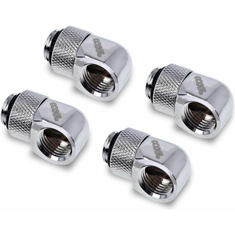Alphacool Eiszapfen L-Verbinder drehbar G1/4 AG auf G1/4 IG - 4pcs Set Chrome, Wasserkühlung Anschluss, Silber