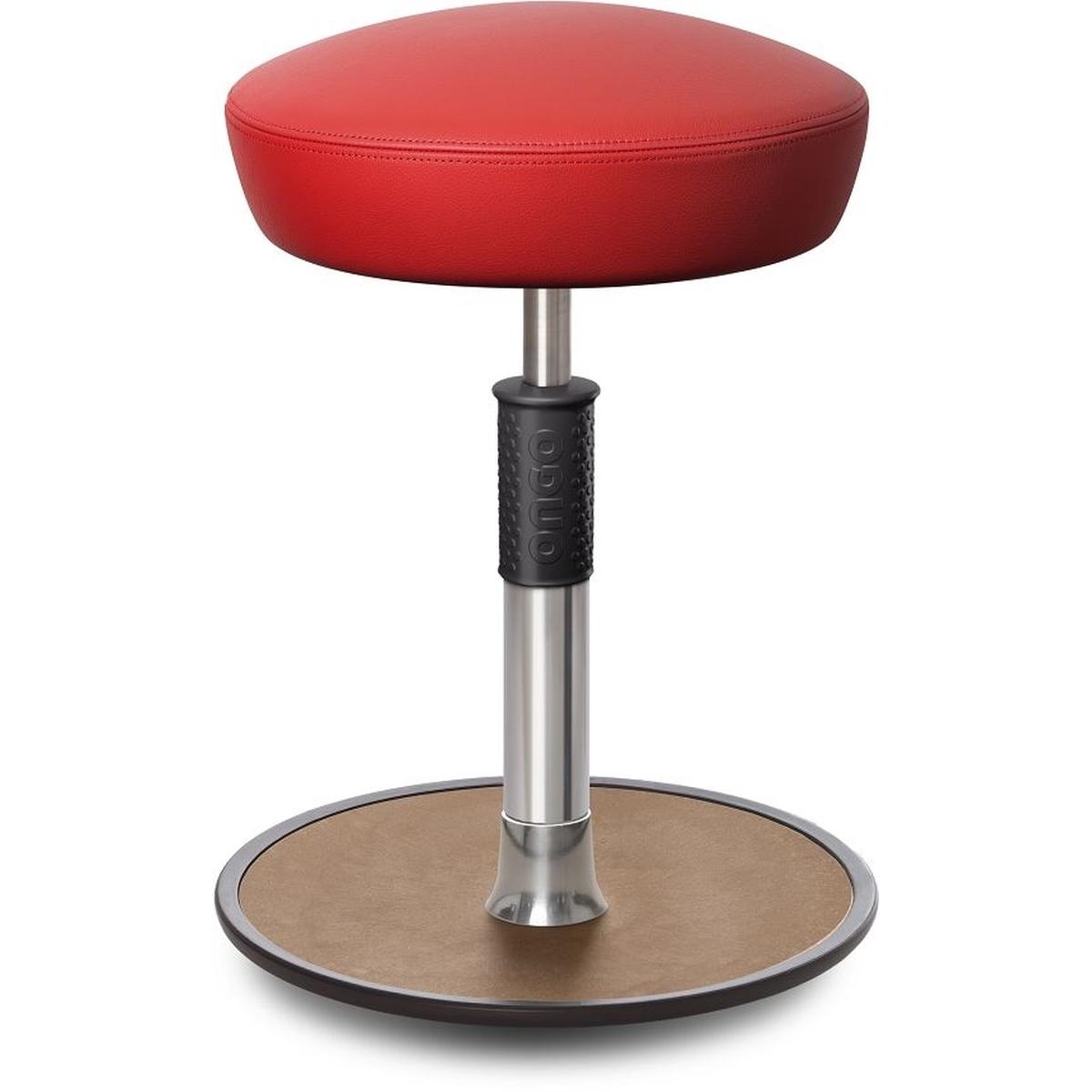 Ongo, Bürostuhl, Sitz- Stehhocker Free Regular Hutsitz Boxmark Leder Rot chrom /Natur