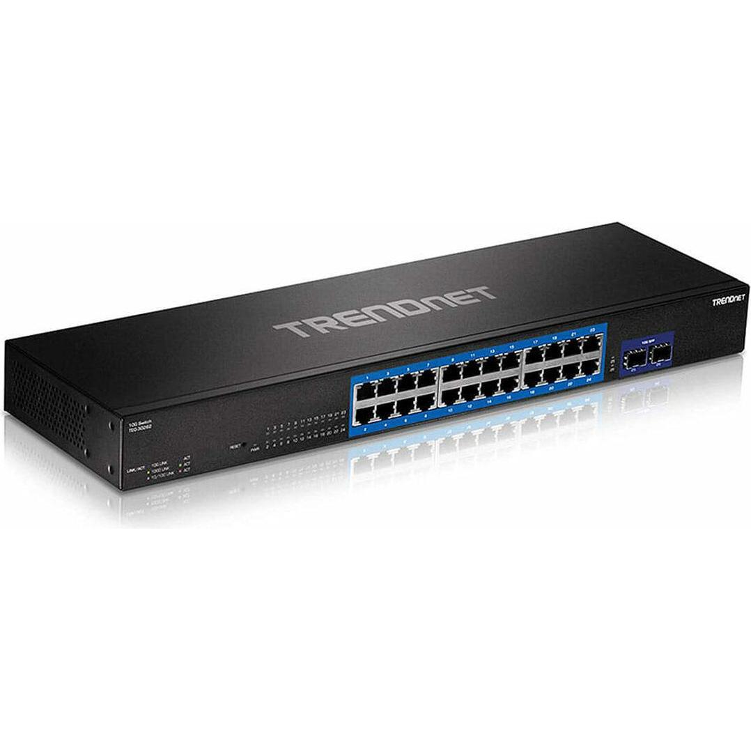Trendnet TEG-30262 Switch 24 porte Gigabit 2x10G SFP+ Slot (24 porte), Switch di rete, Nero