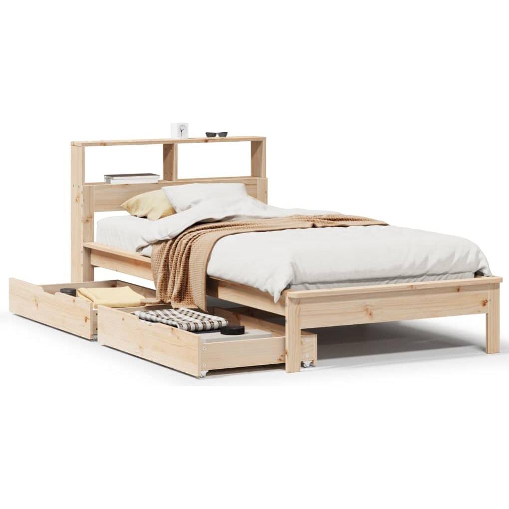 VidaXL, Bett, Massivholzbett Holzbett Bett Einzelbett Bettgestell 90x190cm Kiefernholz (90 x 190 cm)