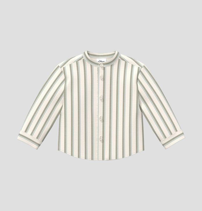 Immagine prodotto s.Oliver Gestreiftes Double Cloth Langarmhemd mit Stehkragen (86)