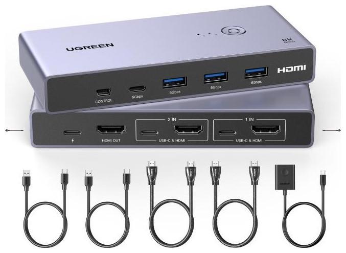 Produktbild Ugreen Kvm Switch 2 Port USB-C/Hdmi CM692 25961