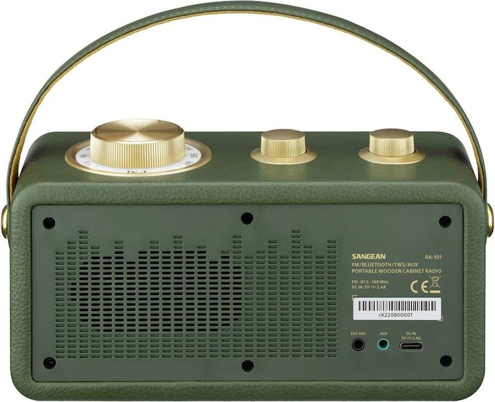 Image du produit Sangean RA-101 Radio à piles FM Bluetooth®, AUX rechargeable Vert, Or (FM, Bluetooth)