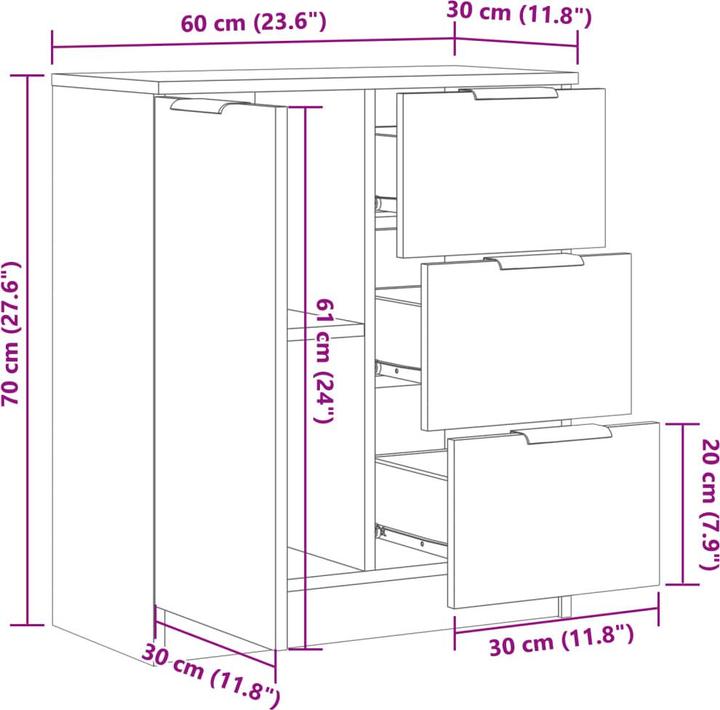 Valeurs nutritives et ingrédients vidaXL Sideboard (60 x 30 x 70 cm)