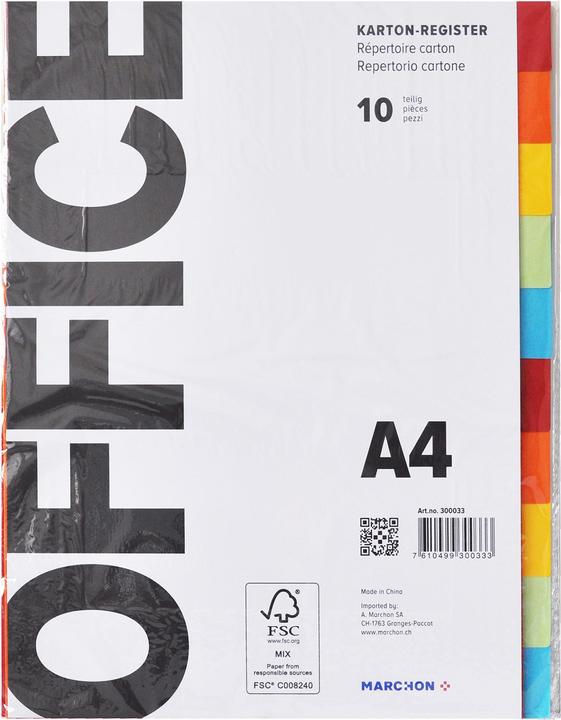 Image du produit Office Intercalaires en carton A4