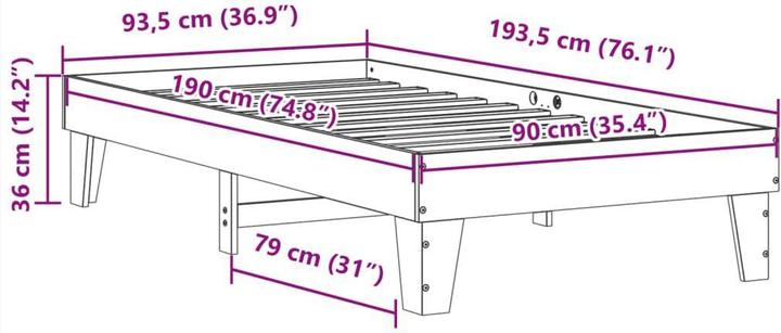 Actual product image vidaXL Bettgestell (90 x 190 cm)