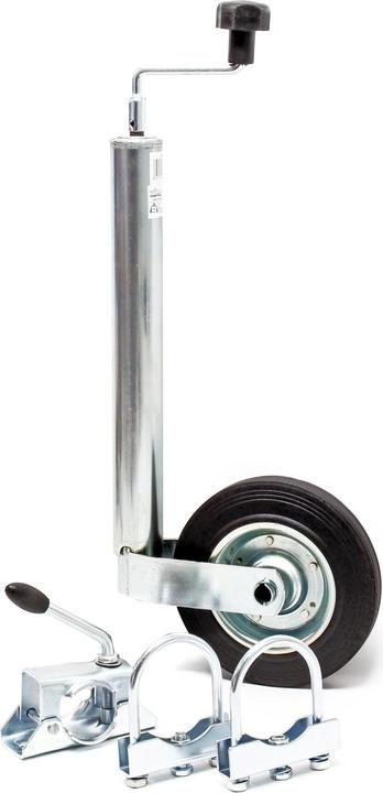 Wiltec Stützrad 150kg inkl. Klemmhalter & Schellen Wohnwagen Anhänger Stütze