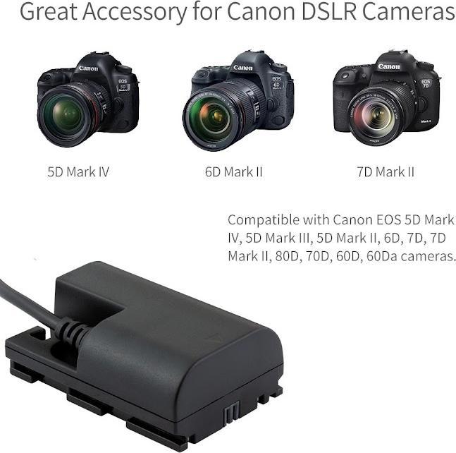Produktbild Feelworld DR-E6 Dummy Battery for Canon Cameras (Ladegerät)