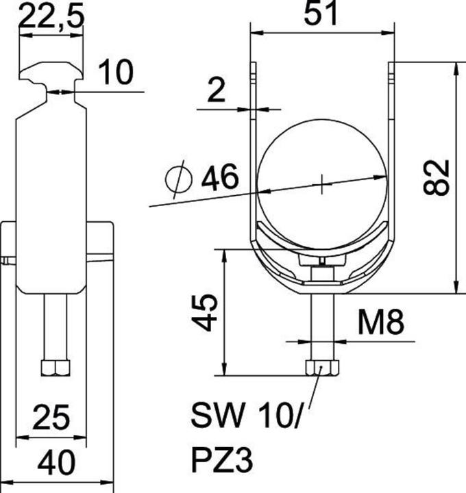 Actual product image OBO Bettermann BS-H1-K-46 FT U-clamp 2056 40-46mm hot-dip galvanised 1186242