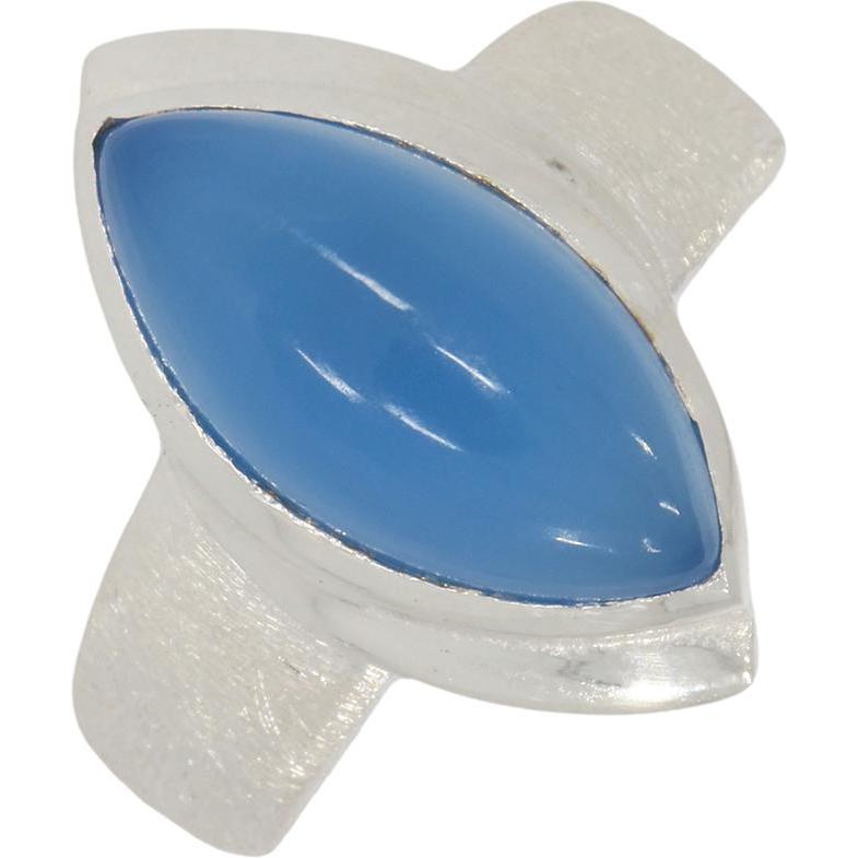 Luxxos, Ring, Ring mit 7 mm Chalzedon oval 925 AG, (54, 925 Silber)