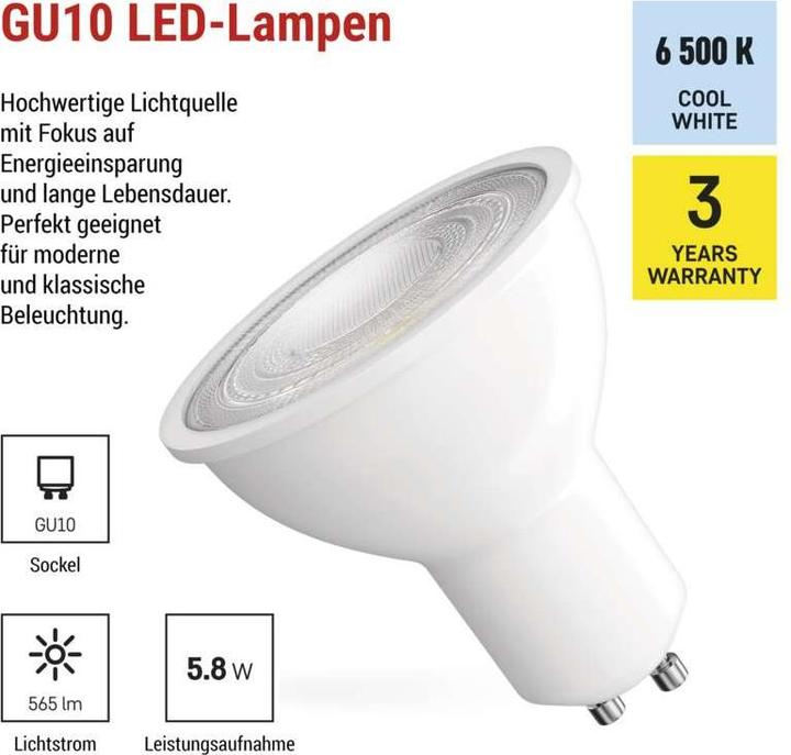 Immagine prodotto Emos LED Lampe Classic MR16 Weiss/ GU10 / 5,8 W (75 W) / 565lm / KaltWeiss (GU10, 565 lm, 1x)