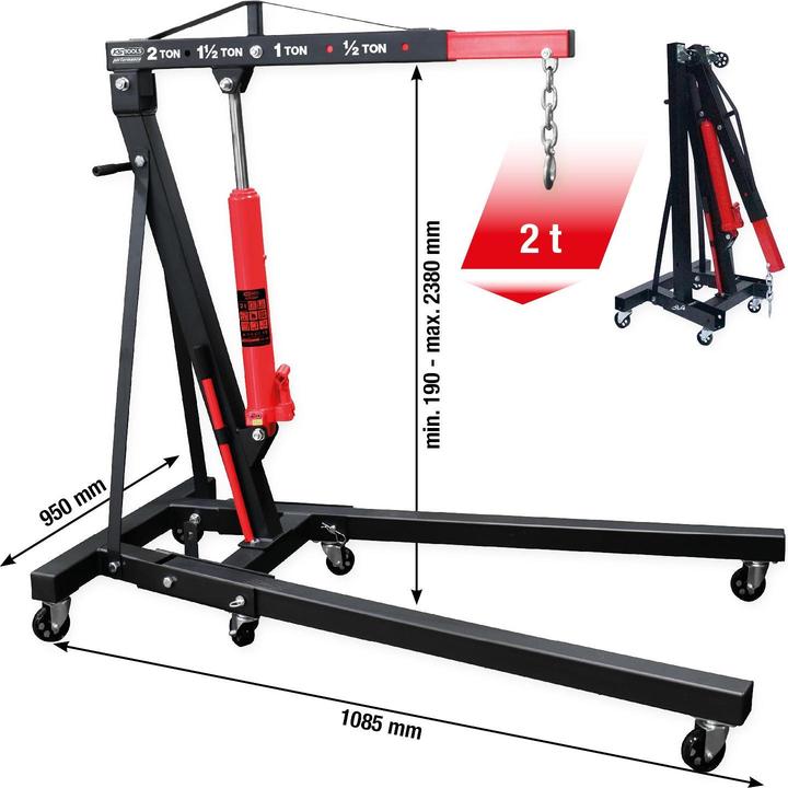 KS Tools - performance Werkstattkran, klappbar, 2000 kg