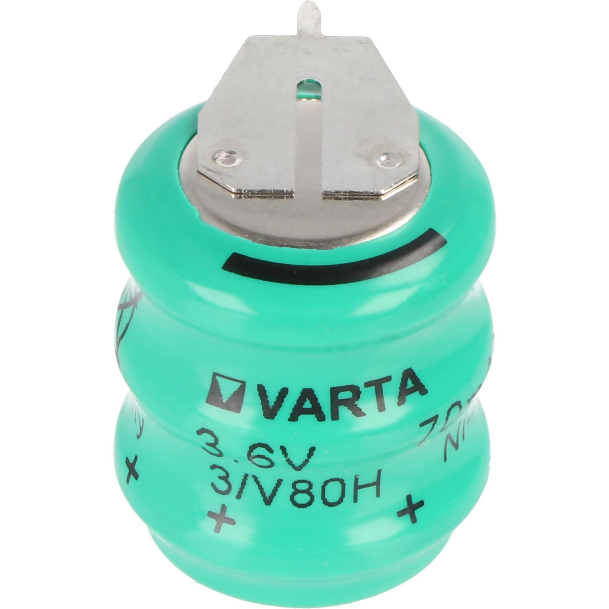 Varta 3/V80H Säule 3,6 Volt 70mAh mit 1er Print Kontakt auf +/- 3/V65HT (1 Stk., 70 mAh, Akku), Akku Ladegerät