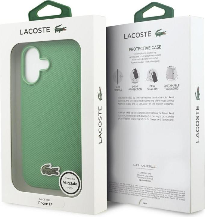 Productafbeelding Lacoste - Hardcase Iconic Petit Pique MagSafe (LCHMP17SPVCN) - iPhone 17 - Green (Apple iPhone 17)