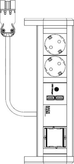 Actual product image Bachmann DESK 2xCEE7/3 1xUSB Charger (2 x, CEE 7/3, 1 m)