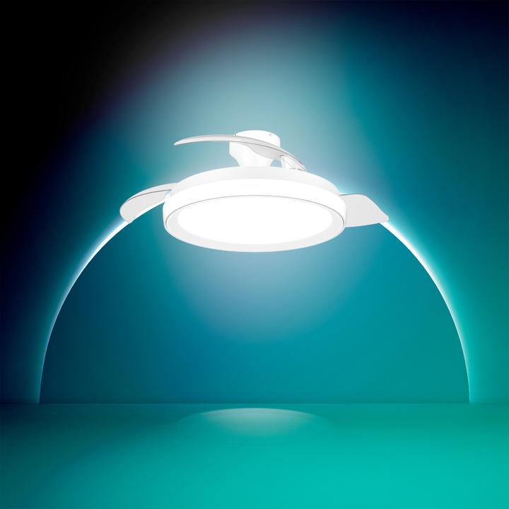Actual product image Philips Ceiling fan with retractable blades, led 3 cct, dc 28 w + 35 w, bliss model, white, ø106 cm