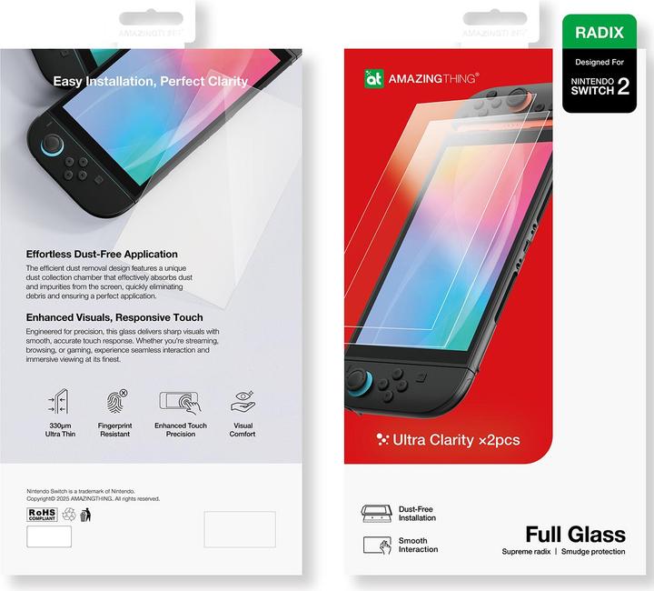 Produktbild Amazingthing Radix Full Glass Tempered Glass für Nintendo Switch 2 (2 Stk.) (Switch 2)