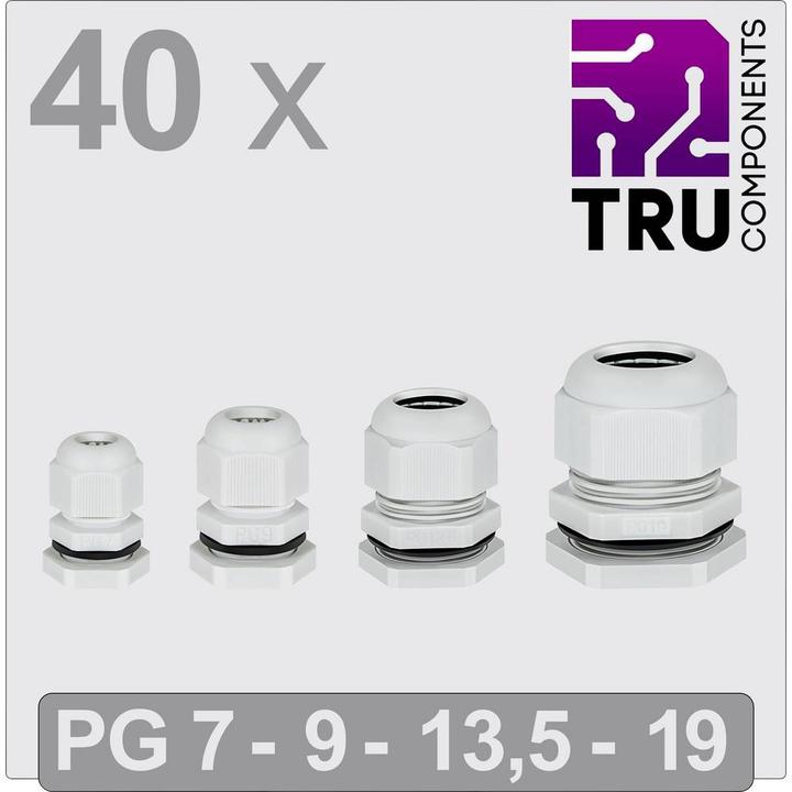 Tru Components TC-13448356 Kabelverschraubung Polyamid Grau 40 St.