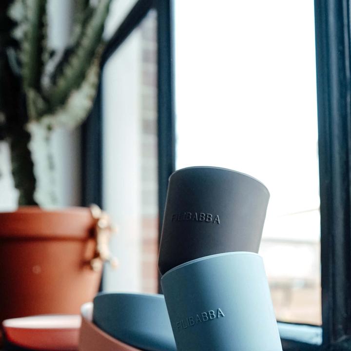 Actual product image Filibabba Silicone cup 2-pack - Stone grey