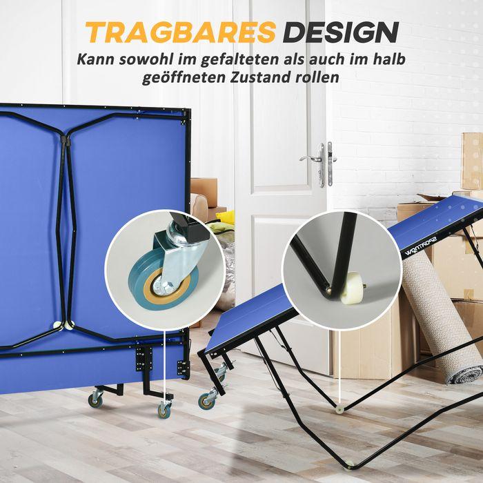 Image du produit Swisshandel24 Tischtennisplatte, Klappbar Tischtennistsich mit Netz, Rollen, Blau