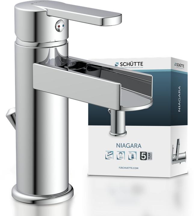 Actual product image Schütte Bathroom tap NIAGARA basin mixer chrome waterfall single lever mixer 26110