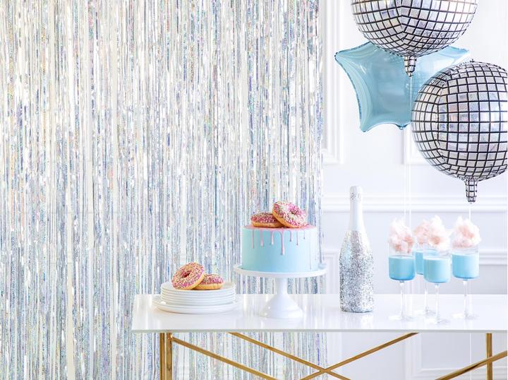 Produktbild Partydeco Partyaccessoire Vorhang 90 x 250 cm, Rosa/Silber (1 Stück)