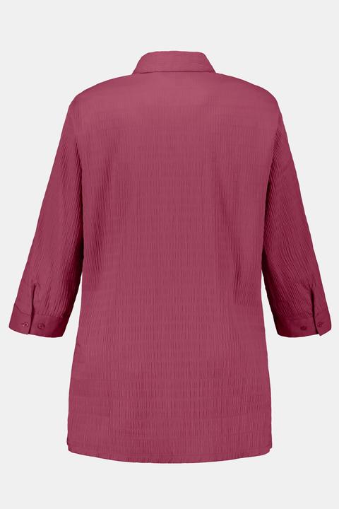 Actual product image Ulla Popken Bubble Texture Solid Button Front Stretch Blouse (42, 44)