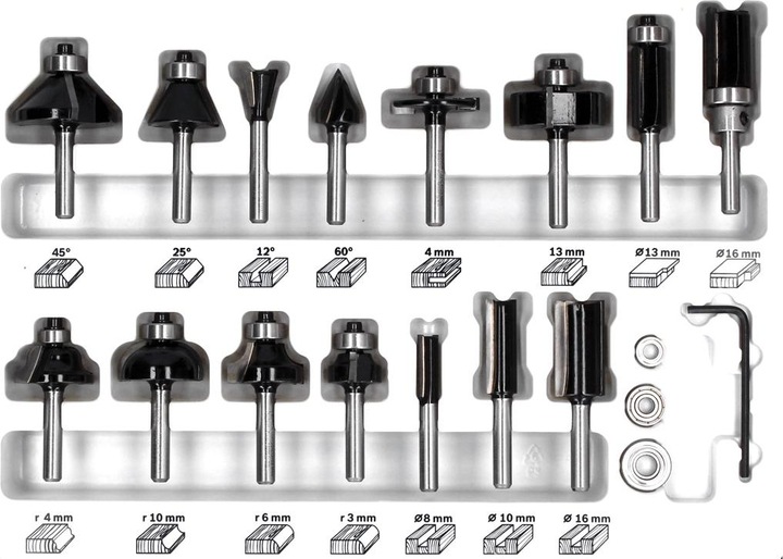 Produktbild Bosch Professional Zubehör 15-teiliges Fräser-Set, 6-mm-Schaft für Handfräsen
