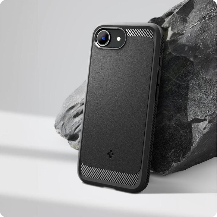 Actual product image Spigen Rugged Armor MagFit TPU Back Cover Schwarz Apple iPhone 16e (Apple iPhone 16e)