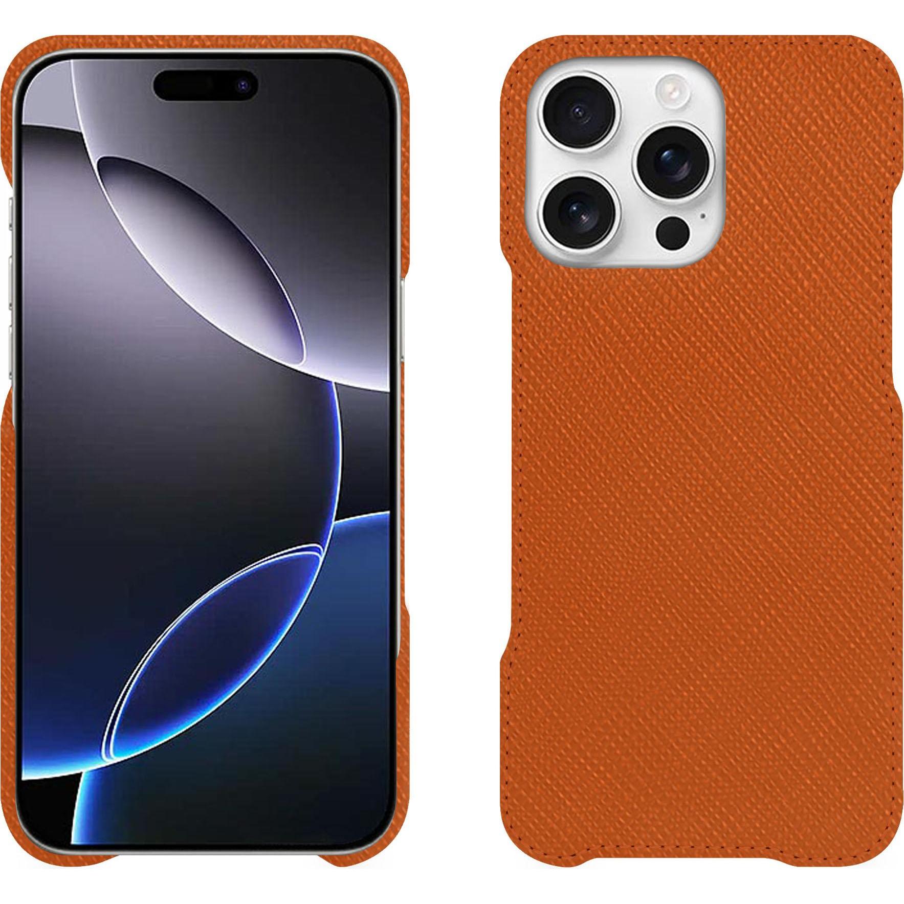 Noreve Lederschutzhülle (Apple iPhone 16 Pro Max), Smartphone Hülle, Orange