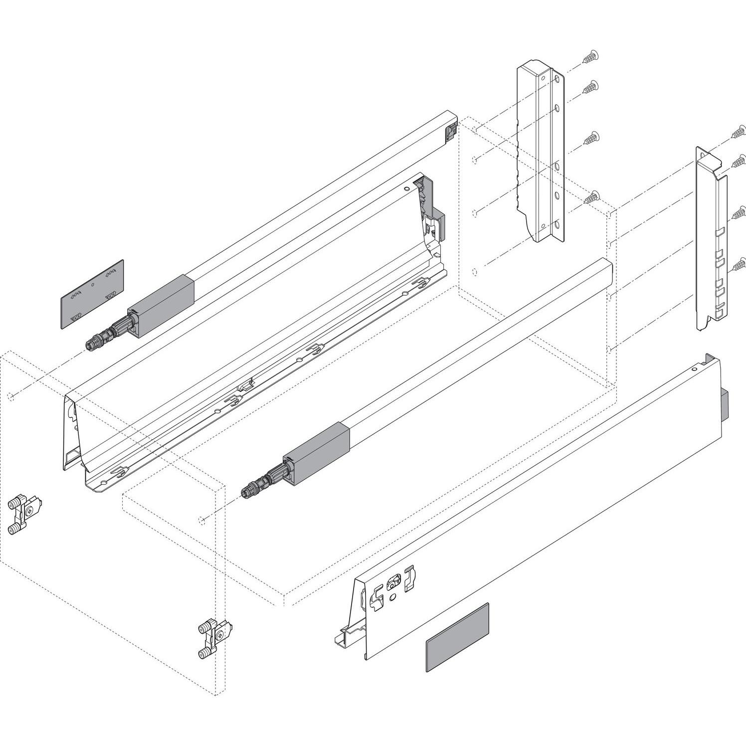 Blum, Schubladenauszüge, Tandembox antaro C-Reling 1 Paar, 30kg 270mm Vollauszug Blumotion, grau