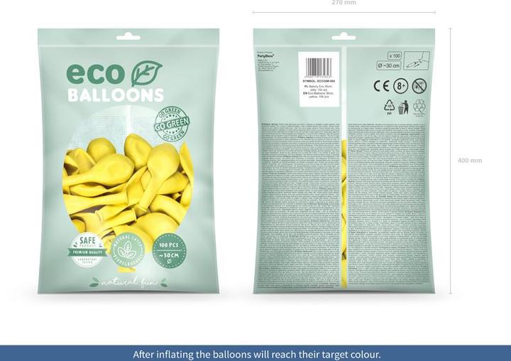Actual product image Partydeco Eco Balloons 30cm metallic, yellow (1 pkt / 100 pc.) (100x)