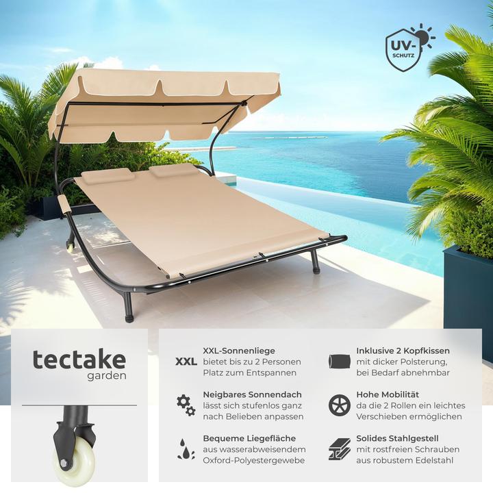 Actual product image tectake Sun lounger double (195 cm)