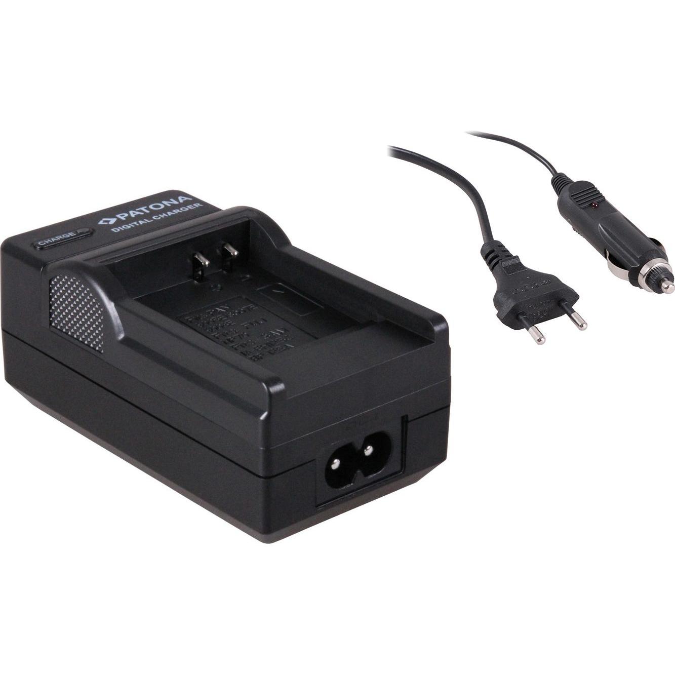 Patona Caricabatterie 2in1 per Panasonic CGA-S007 DMC-TZ1 TZ2 TZ3 TZ4 TZ5 (Caricabatterie per fotocamere), Alimentatore fotocamera, Nero