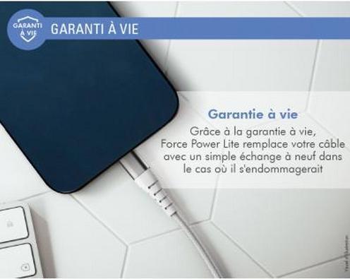 Image du produit Force Power Câble renforcé USB C / USB C 3A 60W avec 12.000 courbures 1,2m (1.20 m, USB 2.0, 60 W)