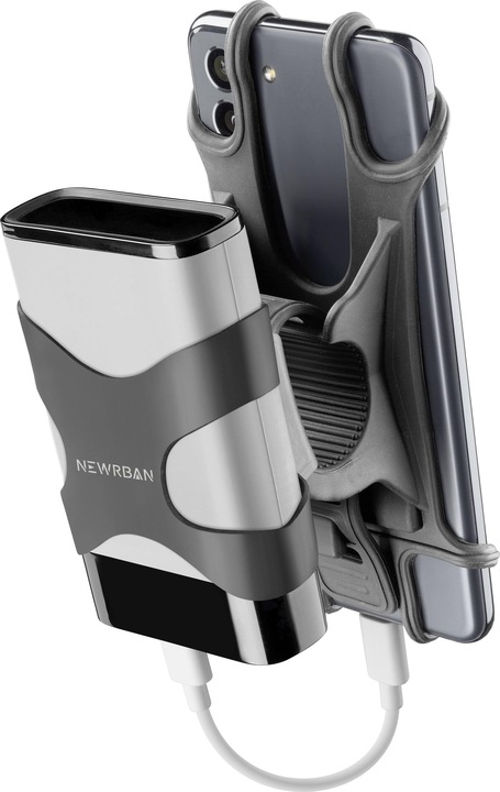 Newrban Cellularline Handy Lenkradhalterung mit Powerbank Case Black