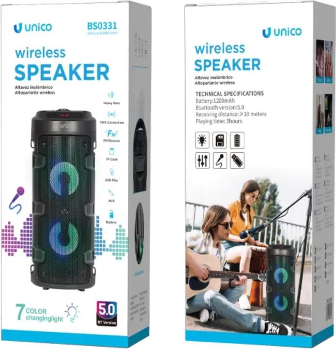 Actual product image Unico Altavoz Bluetooth 20w LED 80db (3 h)