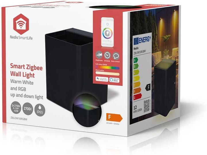 Produktbild Nedis Smartlife-Aussenleuchte | 2 x 270 lm | Zigbee 3.0 | 12 + 4 W | RGB / Warmweiss | 2700 K | Alumi (540 lm, IP65)