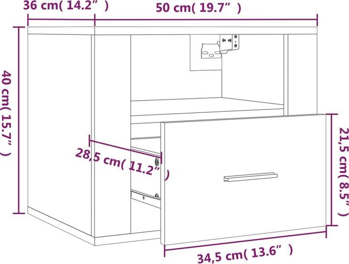 Immagine prodotto vidaXL Wand-Nachttisch (36 x 50 x 40 cm)