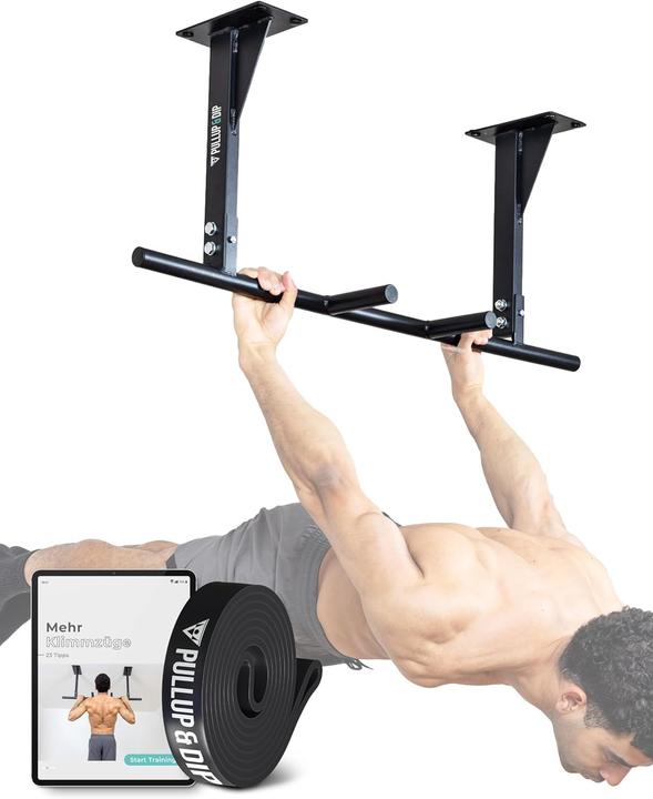 Pullup & Dip Klimmzugstange Decke inkl. Klimmzugband und Schrauben